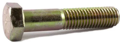 1/2-13 x 1 3/8 Grade 8 Hex Cap Screw Yellow Zinc Plated Domestic USA (350)