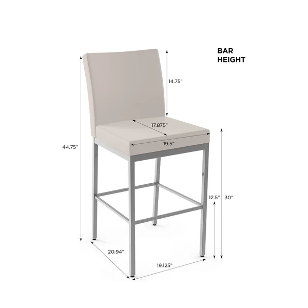 Amisco Perry Plus 30x22 Bar Stool, Gray/Beige