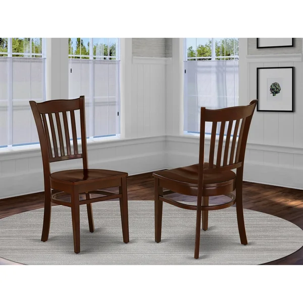 East West Furniture Set of 2 Chairs GRC-MAH-W Groton Dining Chair with Wood Seat in Mahogany Finish