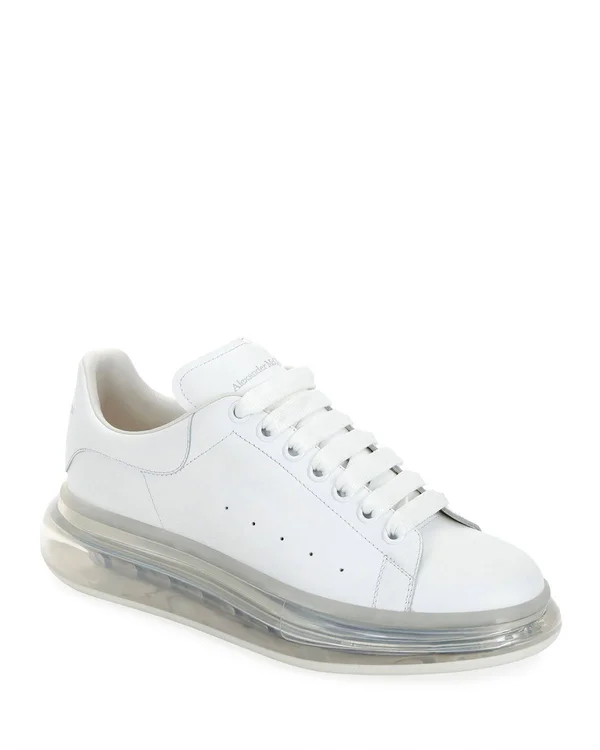Alexander McQueen Men's Oversized Clear-Sole Sneakers White