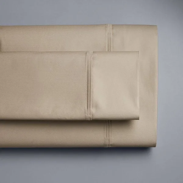 Simply Vera Vera Wang 800 Thread Count Egyptian Cotton Stripe Sheet Set or Pillowcase, Med Beige
