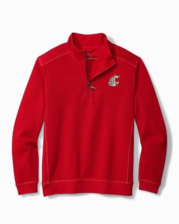 Tommy Bahama Men's Collegiate Nassau Half-Zip Sweatshirt - washington_state - Size XL
