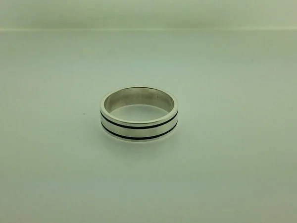 Polished Sterling Silver 6mm Double Black Groove Wedding Band 3.5