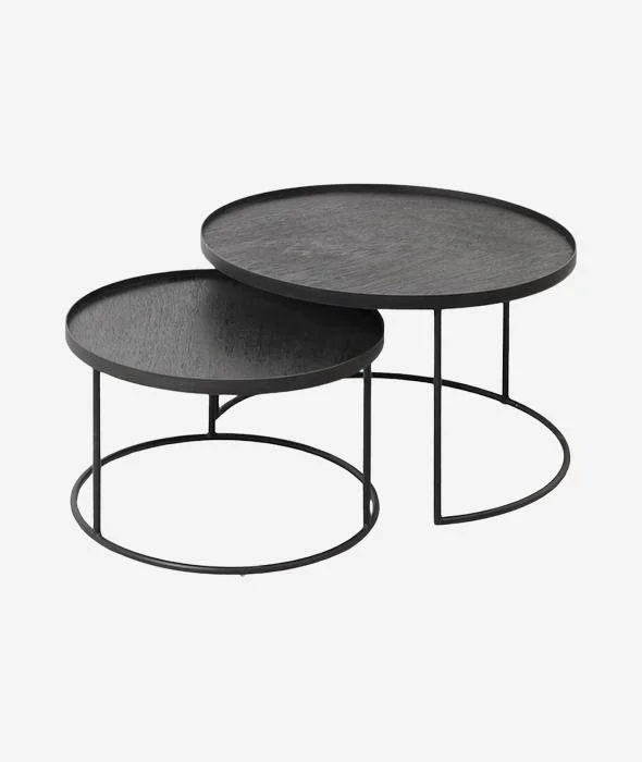 Ethnicraft Round Tray Coffee Table Set - Small/Large