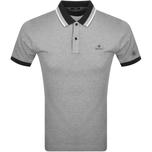 Gant Contrast Pique Rugger Polo T Shirt Grey