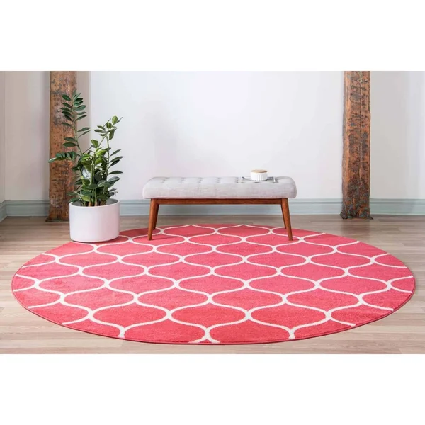 Unique Loom Rounded Trellis Frieze Rug - 8& 0 x 8& 0, Round