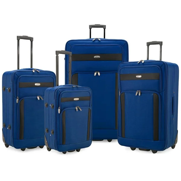 Elite Luggage 4-Piece Softside Lightweight Rolling Luggage Set (Blue)