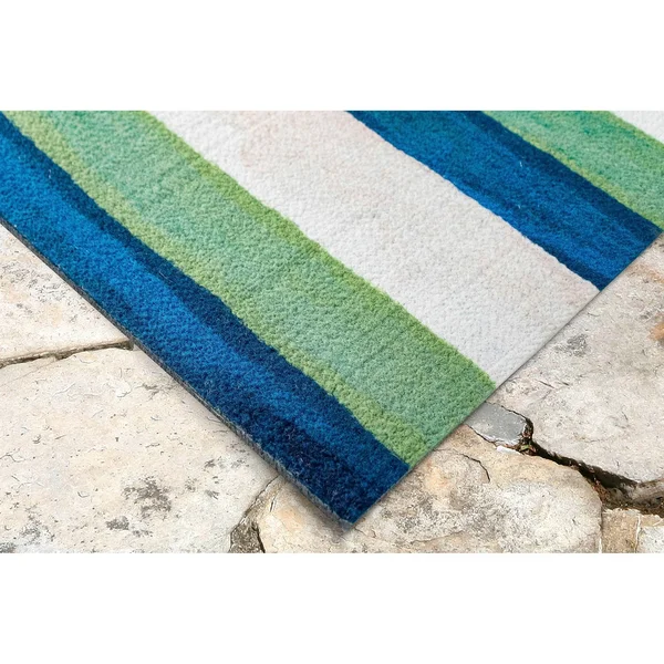 Liora Manne Visions II Painted Stripes Indoor/Outdoor Rug Blue 27x22 x 8&