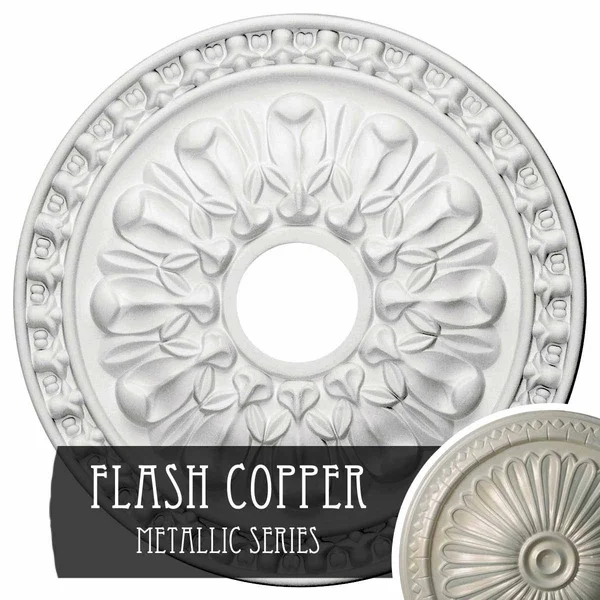 18x22OD x 3 1/2x22ID x 1 3/8x22P Warsaw Ceiling Medallion (Fits Canopies Up to 3 1/2x22), Hand-Painted Flash Copper