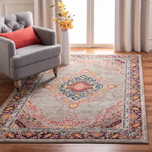 Safavieh Madison 200 Rug Collection MAD252F - Grey - Fuchsia - 9& x 12&