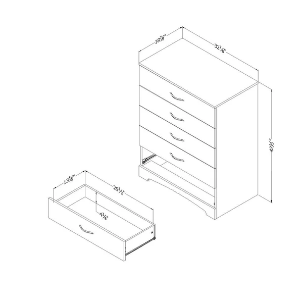 South Shore 3137035 Canyon 5-Drawer Chest, Grey Oak