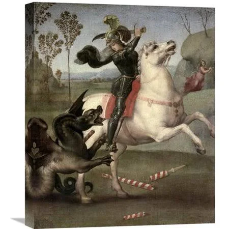 Global Gallery &St. George Fighting The Dragon& by Raphael Painting Print on Wrapped Canvas Size: 22x22 H x 18.12x22 W x 1.5x22
