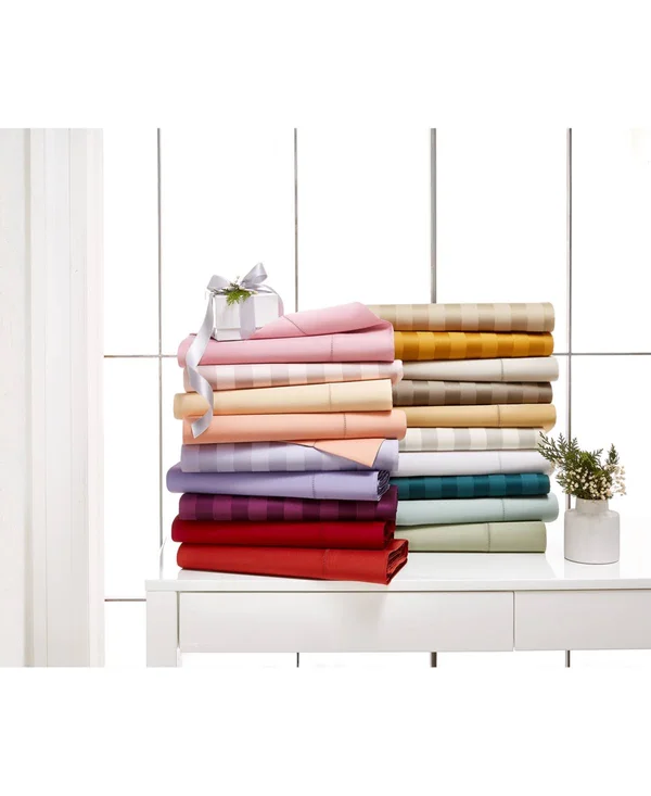 Charter Club Damask 1.5x22 Stripe 100% Supima Cotton 550 Thread Count Pillowcase Pair, King, Created for Macy&s - Saffron Gold