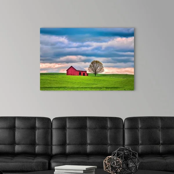 Red Barn - Canvas Wall Art, 36x24, Great Big Canvas