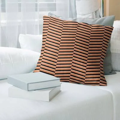 Fractured Stripes Throw Pillow Cover Brayden Studio Color: Orange - Size: 14x22 x 14