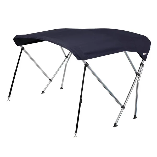 Oceansouth Premium 3 Bow Bimini Top with Rear Support Poles, Available in Blue, Black or Grey and in Five Different Sizes