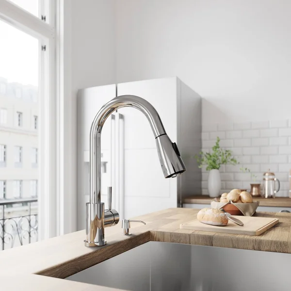 Vigo VG02005CHK2 Weston Chrome Pull-Down Spray Kitchen Faucet with Soap Dispenser