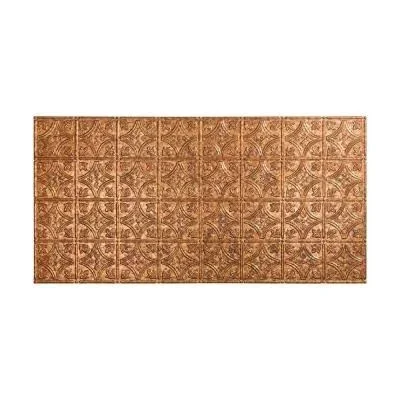 Fasade Traditional Pattern/Style #1 Decorative Vinyl 2ft x 4ft Glue Up Ceiling Tile in Cracked Copper (5 Pack)