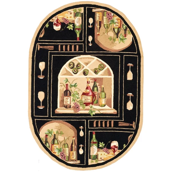 Safavieh Chelsea HK254B 4&6x22 x 6&6x22 Oval Black, Multi Area Rug