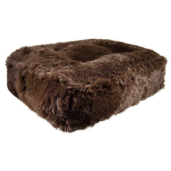Bessie and Barnie Grizzly Bear/ Godiva Brown Ultra Plush Faux Fur Luxury Shag Durable Sicilian Rectangle Pet/Dog Bed (Large)