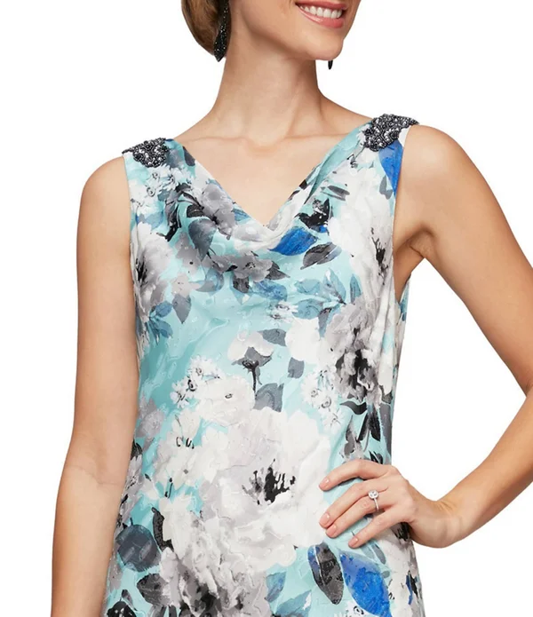 Alex Evenings Floral High/Low Chiffon Dress - Ivory - 16
