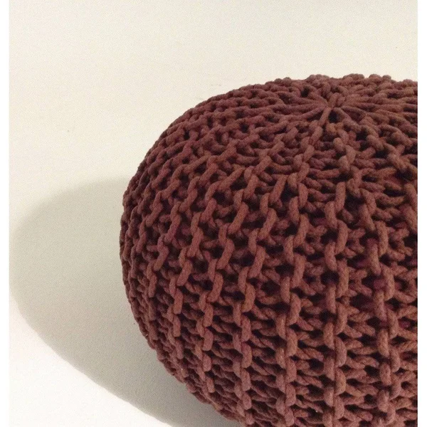 Gfurn Handmade Round Knitted Pouf - Marsala, 50x35cm
