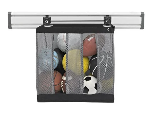 Gladiator Ball Caddy - Wall organization rail storage basket - mesh - granite
