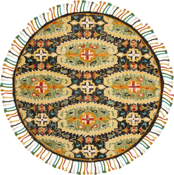 Safavieh 6& x 6& Square Blossom BLM454A Charcoal Gold Rug