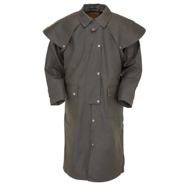 Outback Trading Men's Long Oilskin Duster Coat - Brown, L