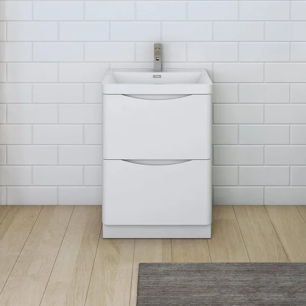 Fresca Tuscany Free Standing Single Sink Bathroom Vanity with Integrated Sink - Glossy White FCB9124WH-I