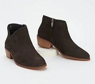 Vince Camuto Leather or Suede Booties - Parrla - Size 6 Medium, Dark Slate