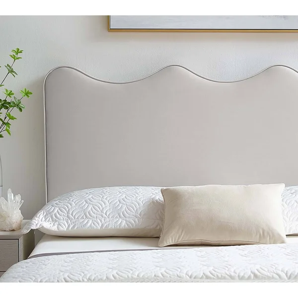 Monrovia Light Grey Velvet Upholstered Full/Queen Size Headboard