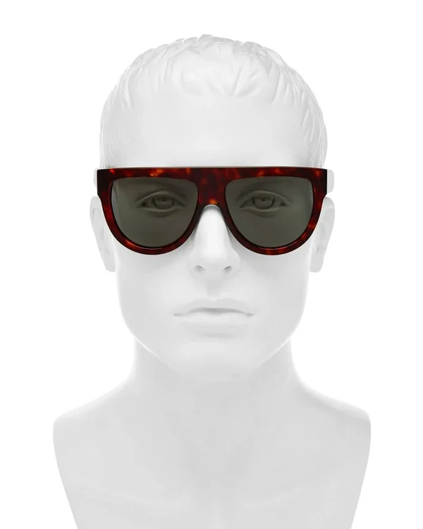 Celine 58mm Pilot Sunglasses - Red Havana/ Green
