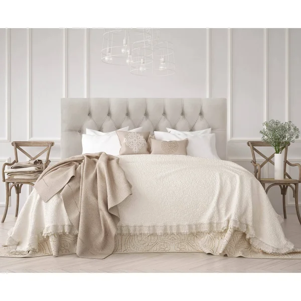 Skyline Upholstered Tufted Full Headboard in Light Gray