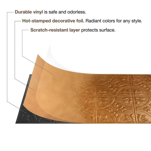 Fasade Traditional Pattern/Style #1 Decorative Vinyl 2ft x 4ft Glue Up Ceiling Tile in Cracked Copper (5 Pack)