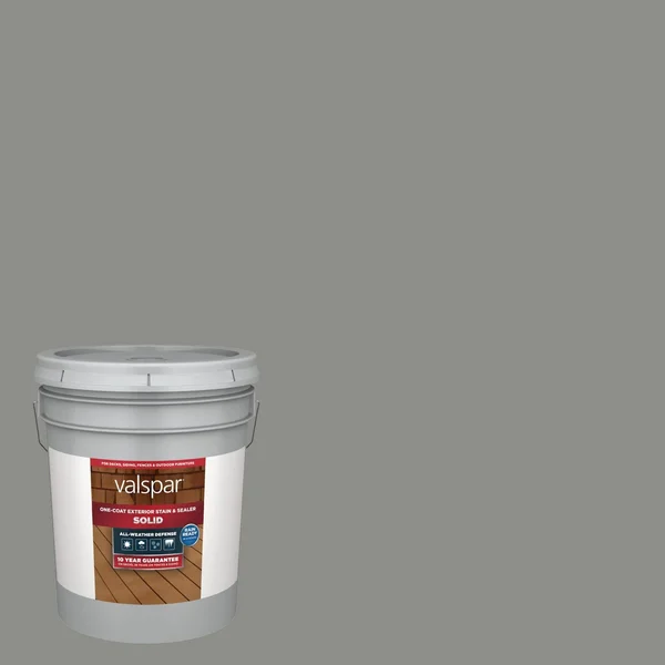 Valspar Pre-Tinted Solid Exterior Wood Stain and Sealer (5-Gallon) in Green - Found FOSSIL-1028092