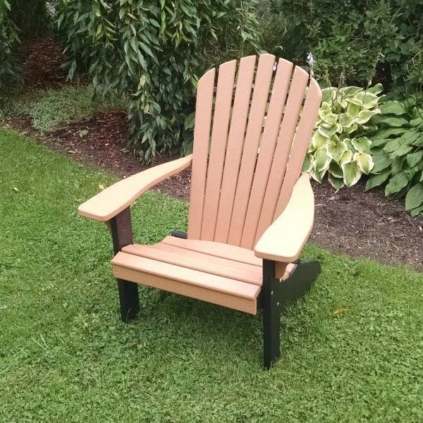 Poly Fanback Adirondack Chair with Black Frame - Size: 5.5, Red