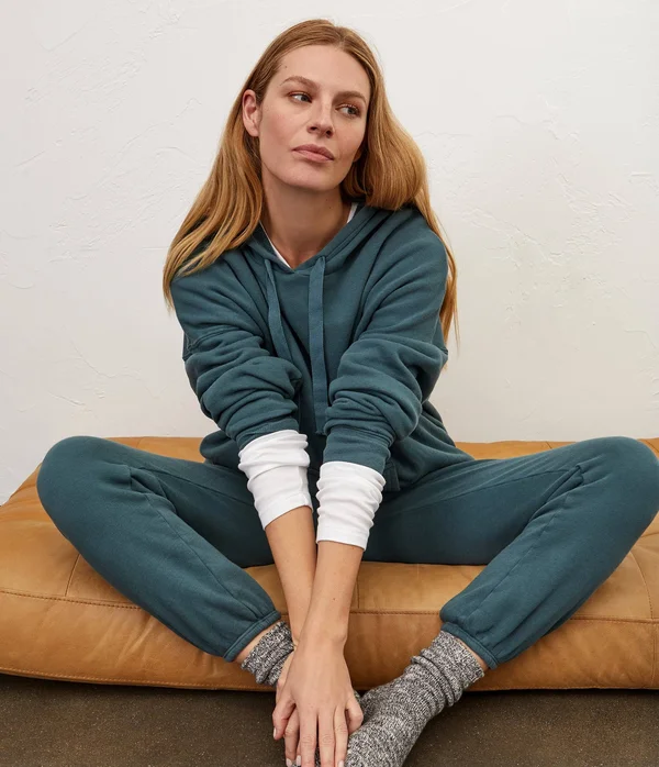 Women's Michael Stars Cozy Terry Sweatpants, Size Large - Green