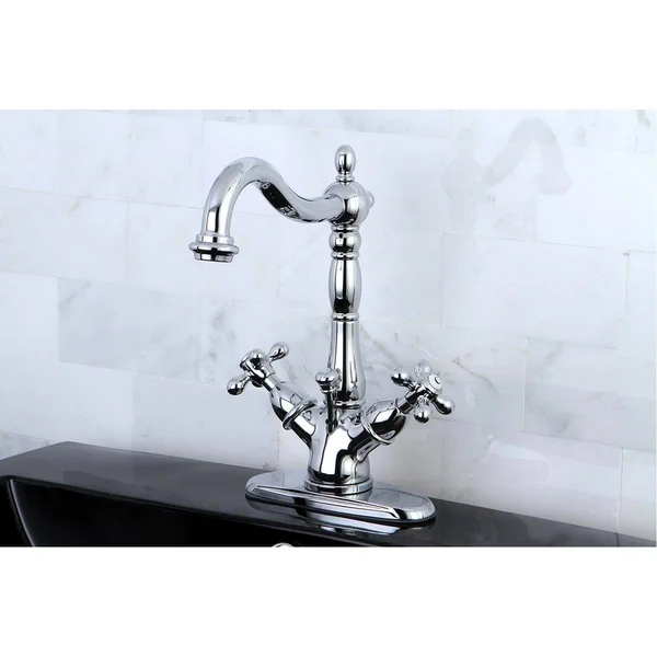 Kingston Brass Heritage Two Handle Mono Deck Lavatory Faucet with Brass Pop-Up &
