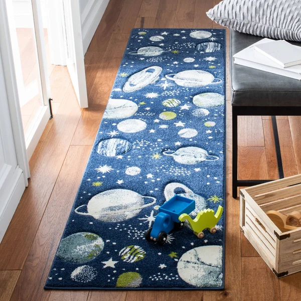 Safavieh CRK103N-28 2 x 8 ft. Carousel Kids Contemporary Runner Rug Navy & Ivory