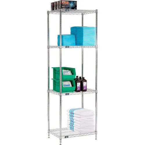 Nexel Chrome Wire Shelving Starter - 30x22W x 18x22DX 74x22H 18307C