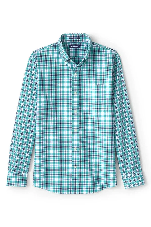 Men's Tall Tailored Fit No Iron Twill Shirt - Lands' End - Green - XL