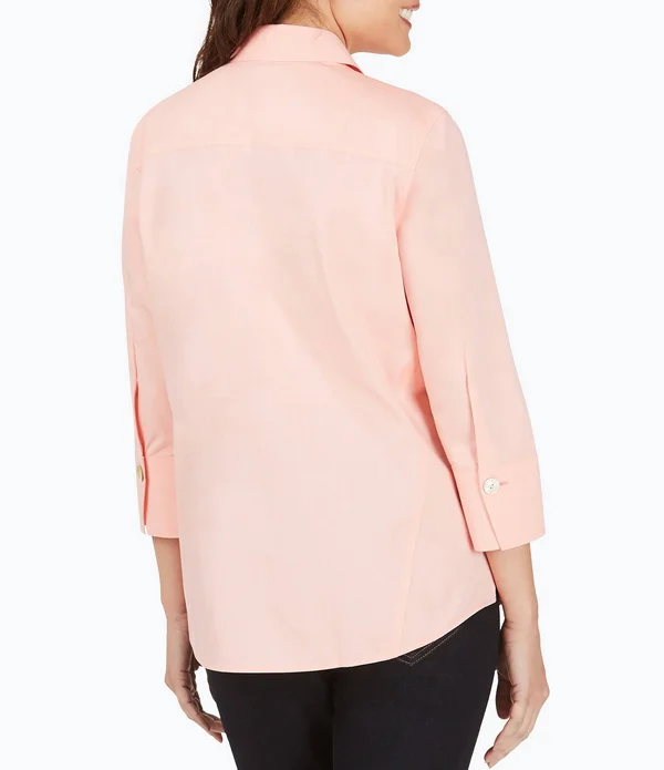 Foxcroft Paityn Solid Pinpoint Oxford Non-Iron Shaped Button Front Point Collar Shirt, Womens, 14, Almond Tart