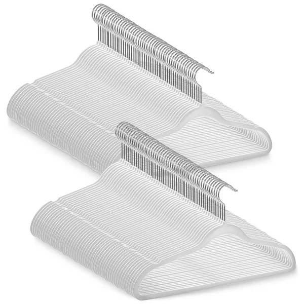 Casafield 100 Ivory Velvet Suit Hangers - Space Saving - Non-Slip & Chrome Swivel Hook for Dress Clothes, Coats, Pants, Shirt