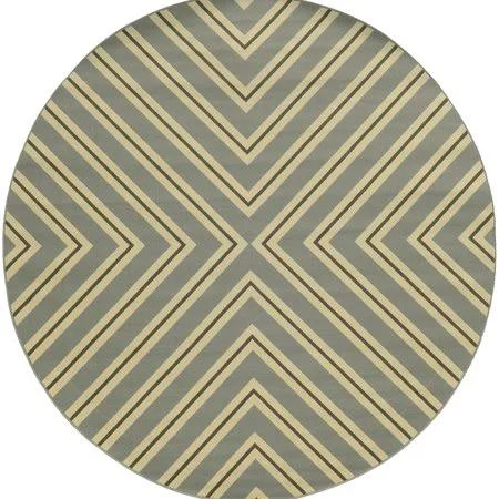 Milton Geometric Outdoor Area Rug, Grey/ Ivory 1, 8' x 8'