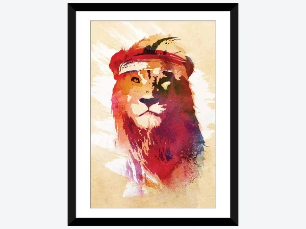 Framed Poster Prints - Gym Lion by Robert Farkas ( Animal Art > wildlife > Wild Cats > Lions art)