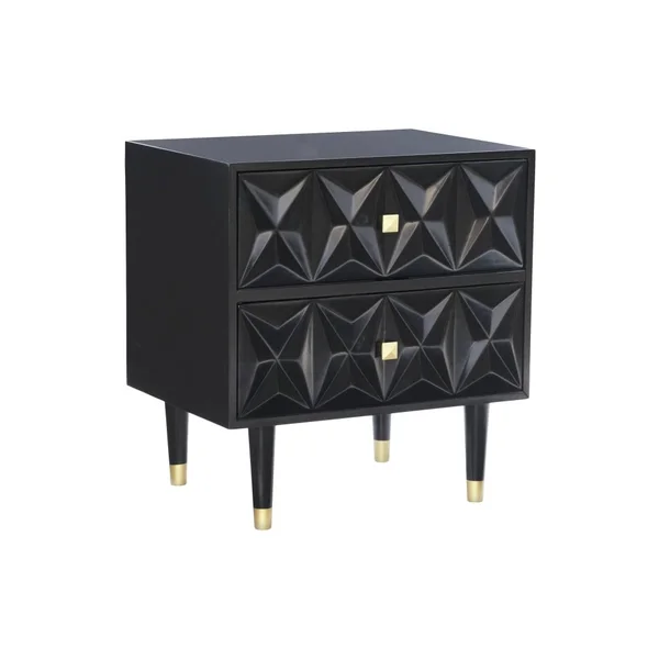 Linon Rhodri 2-Drawer Nightstand - 27x22H x 25x22W x 18x22D, Black