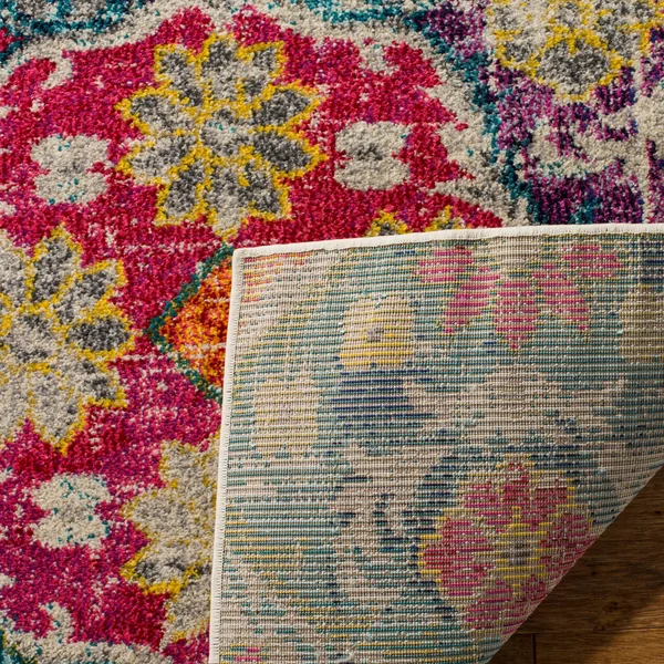 Safavieh Monaco MNC248R 5&1x22 x 7&7x22 Grey, Fuchsia Area Rug