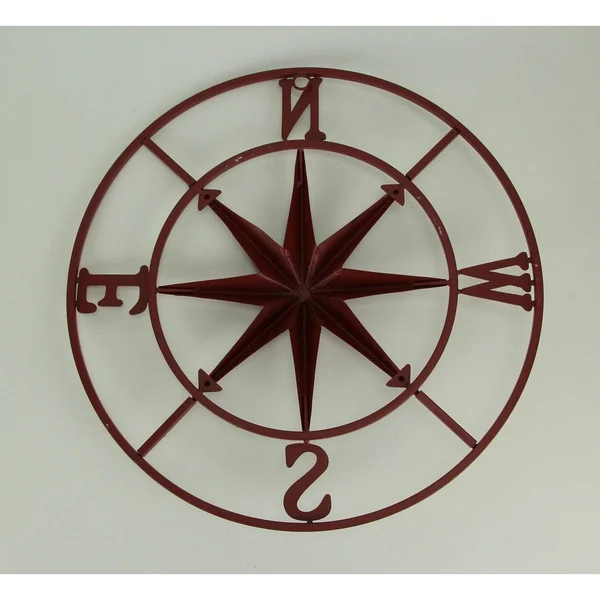Distressed Metal Compass Rose Indoor/Outdoor Wall Hanging - White