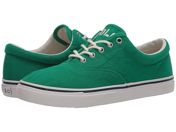 Polo Ralph Lauren Harpoon Men's Shoes Green Washed Canvas : 15 D